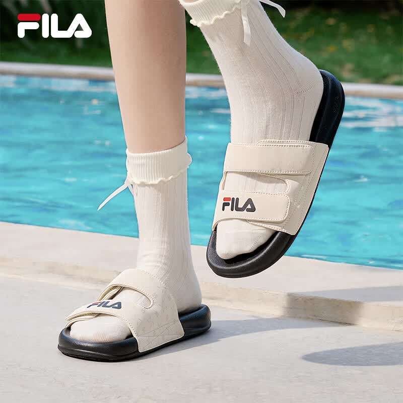 FILA 斐乐女鞋透气舒适拖鞋2026夏季新款漂流船2代运动凉拖时尚休闲鞋 泡沫白-WG 37.5