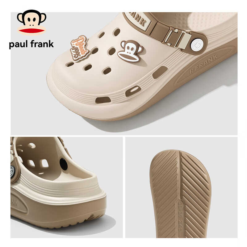 大嘴猴踩屎感洞洞鞋男士夏季2026新款防滑防臭厚底沙滩外穿凉鞋女 灰色 42-43 正码【内长265mm】