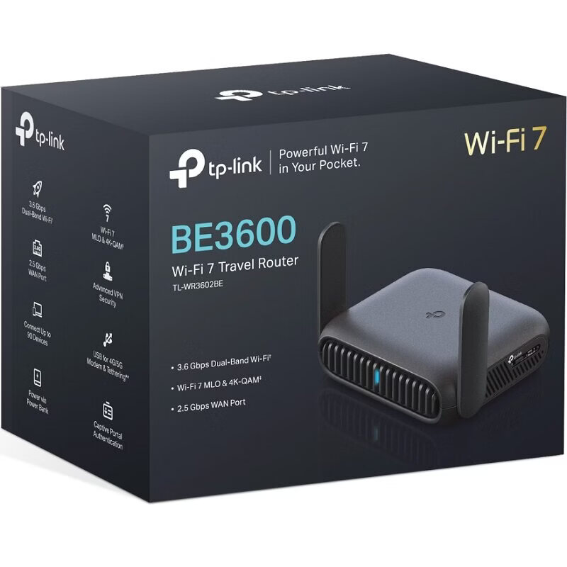 普联（TP-LINK）TP-Link TL-WR3602BE便携旅行路由器BE3600多种工作模式双频WiFi7