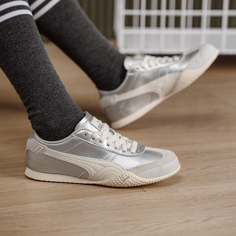 彪马（PUMA） Bella UT LEA 男女中性休闲复古薄底足球风T头鞋低帮板鞋 405256 405256-08 Bella 复古T头鞋 银色 38