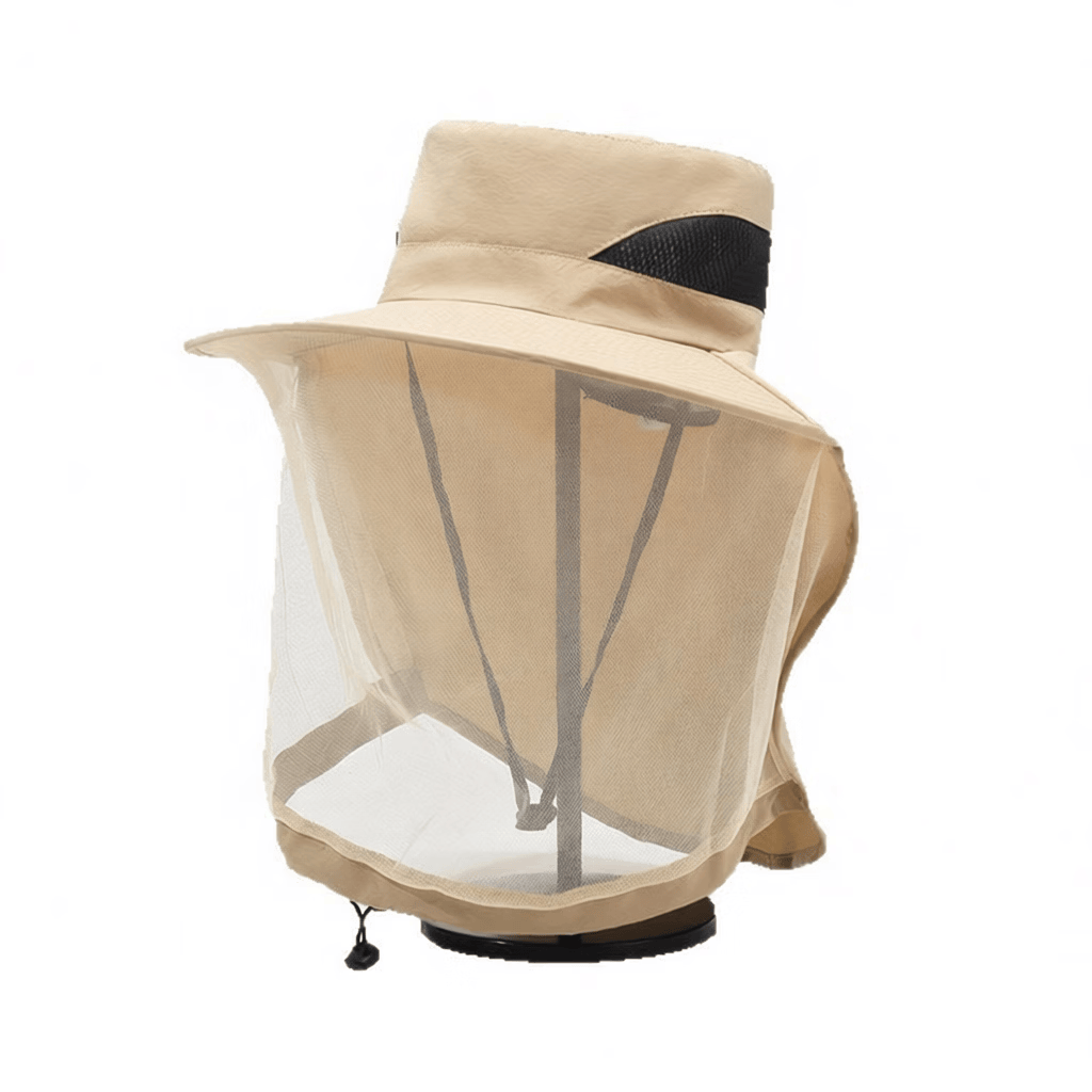 荒野七侠户外登山野钓防蚊帽子男士钓鱼帽披肩防晒遮阳帽防紫外子女 一体登山帽-黑色