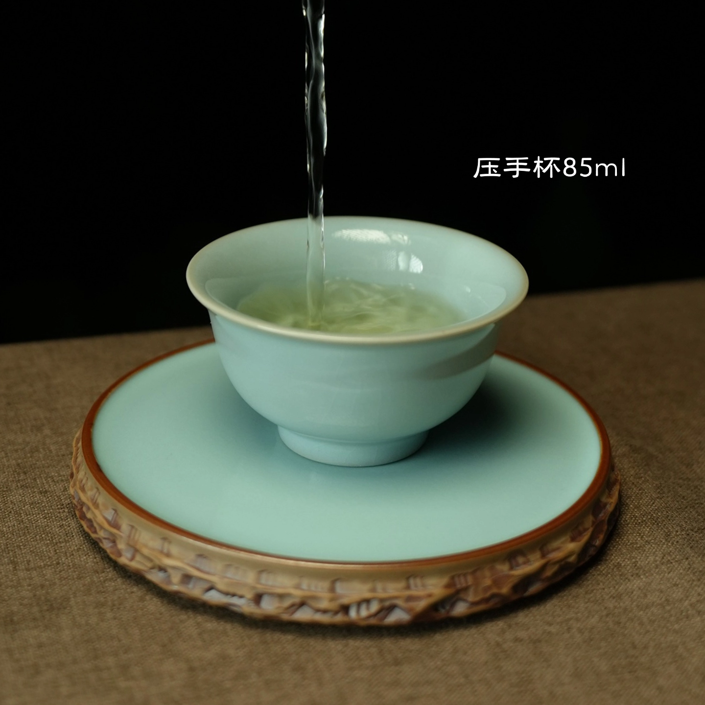 汝誉天下汝窑茶具茶杯茶壶主人杯压手杯汝州汝瓷天青色冰裂功夫茶具礼盒装 压手杯90ml1只