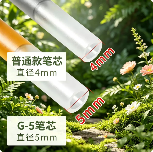 晨光G-5高颜值按动中性笔芯办公签字刷题替芯学生考试顺滑笔芯0.5mm子弹头黑色 黑色0.5mm（20支）送K35水笔一支