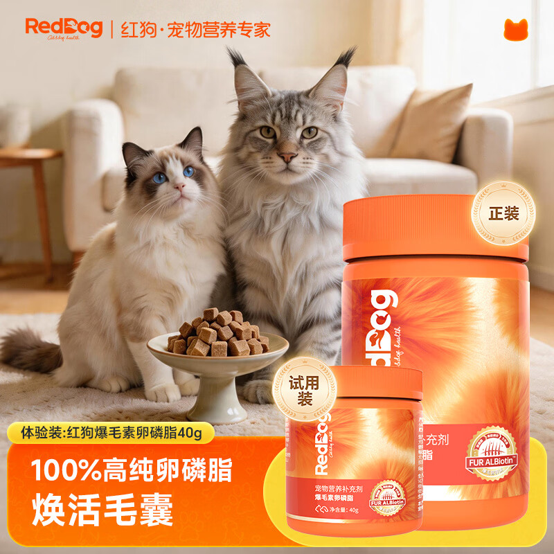 红狗爆毛素卵磷脂40g 卵磷脂狗狗猫咪爆毛粉鱼油猫咪南极磷虾