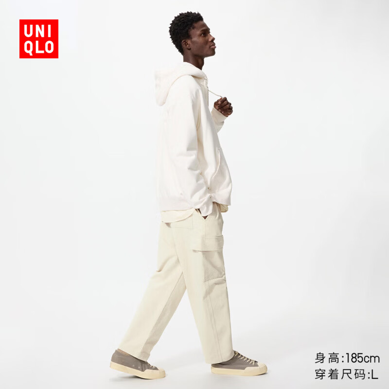 优衣库男装水洗宽松舒适工装九分裤休闲裤起居裤26春夏新款481572 481572/01乳白色 M