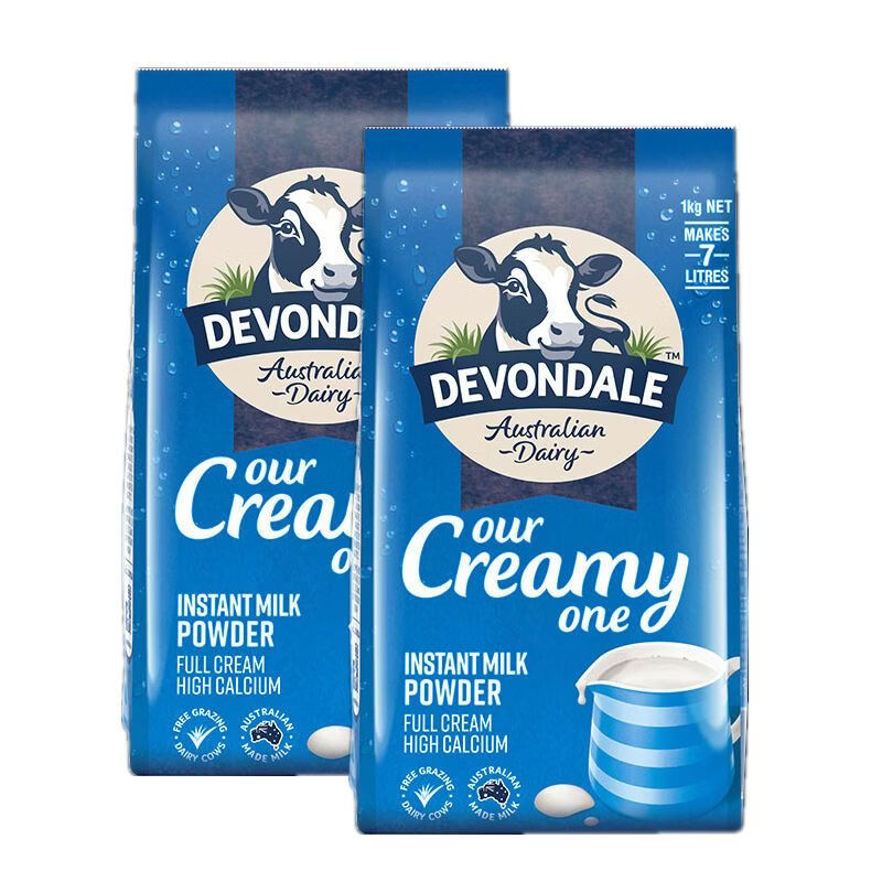 德运（Devondale）澳洲进口德运调制乳粉1KG全脂牛奶粉 德运调脂1KG*2袋