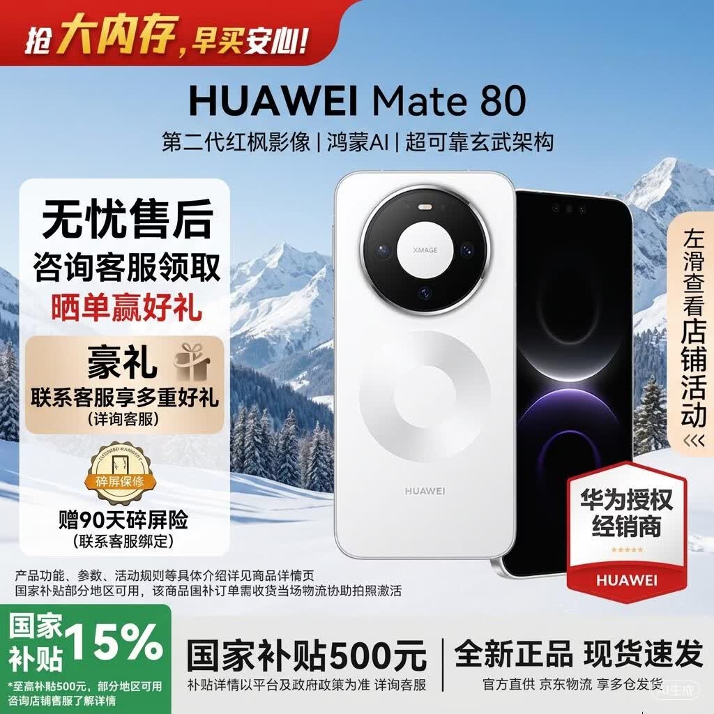 HUAWEI/��Ϊ Mate 80 �ֻ� ����9020 ѩ��� 16+512G 4999Ԫ