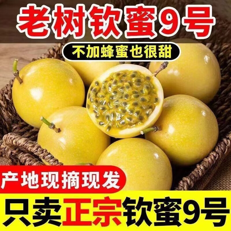 春公子正宗钦蜜9号黄金百香果现摘送开果器蜂蜜甜新鲜水果 中果 [单果45-60g]带箱1斤装
