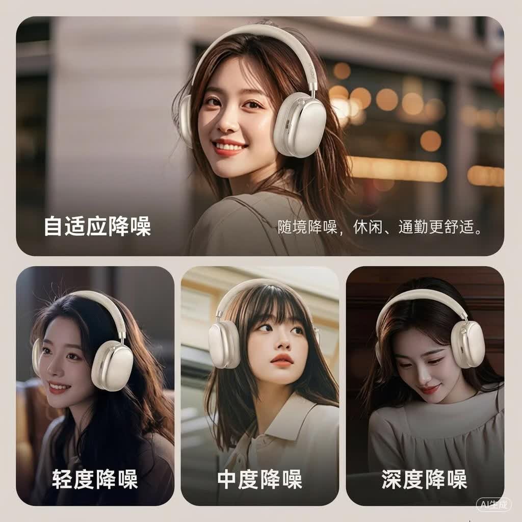 FOFUN【四动圈丨空间音频】无线头戴式蓝牙耳机主动降噪有线电竞游戏音乐空间音效超长续航6.0 星耀金 【异轴HiFi+四动圈-58dB自适应降噪 】