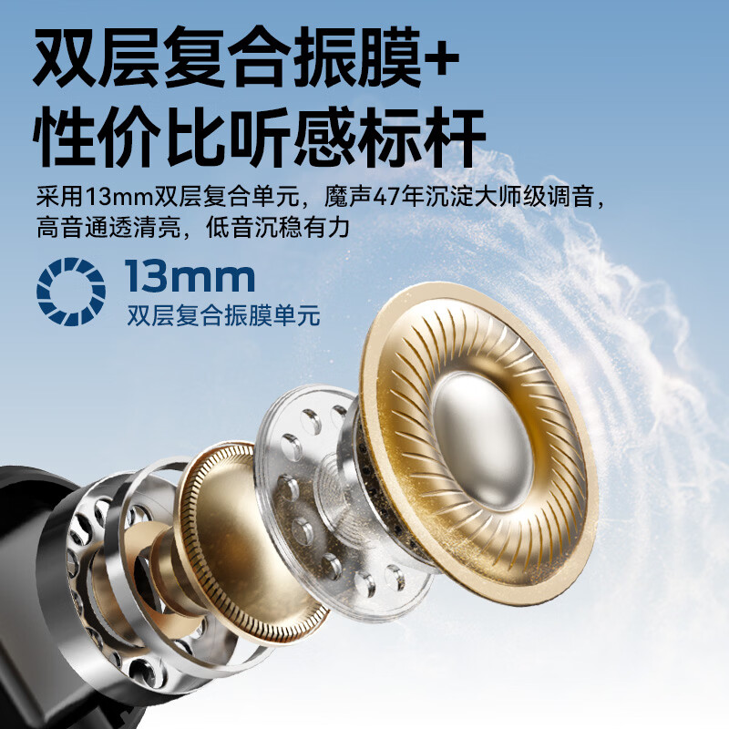 魔声(Monster)N-Lite 350 入耳式蓝牙耳机真无线高音质游戏电竞主动降噪运动耳机 手机通用 黑色【ENC降噪+40h续航】
