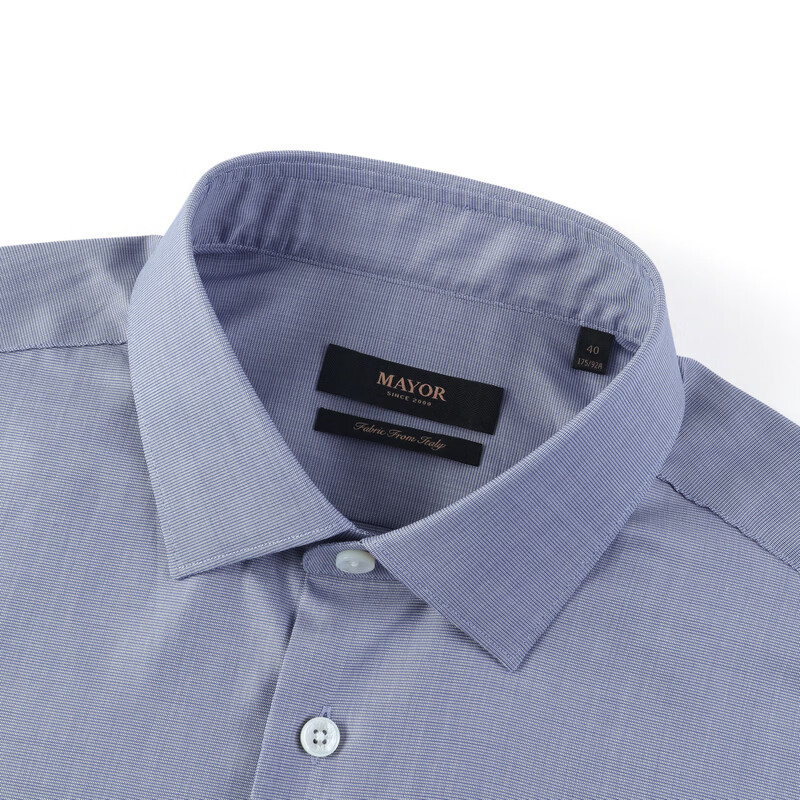 MAYOR男装进口面料高支全棉经典绅士透气长袖衬衫 MLCA19771HQT-1蓝色 175/92A