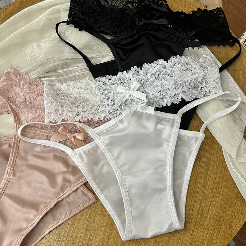 俞兆林（YUZHAOLIN）性感蕾丝纯棉裆缎面镂空少女丁字裤包臀纯欲女士低腰三角裤 NK5068【混色3条装】 均码 （80-120斤）