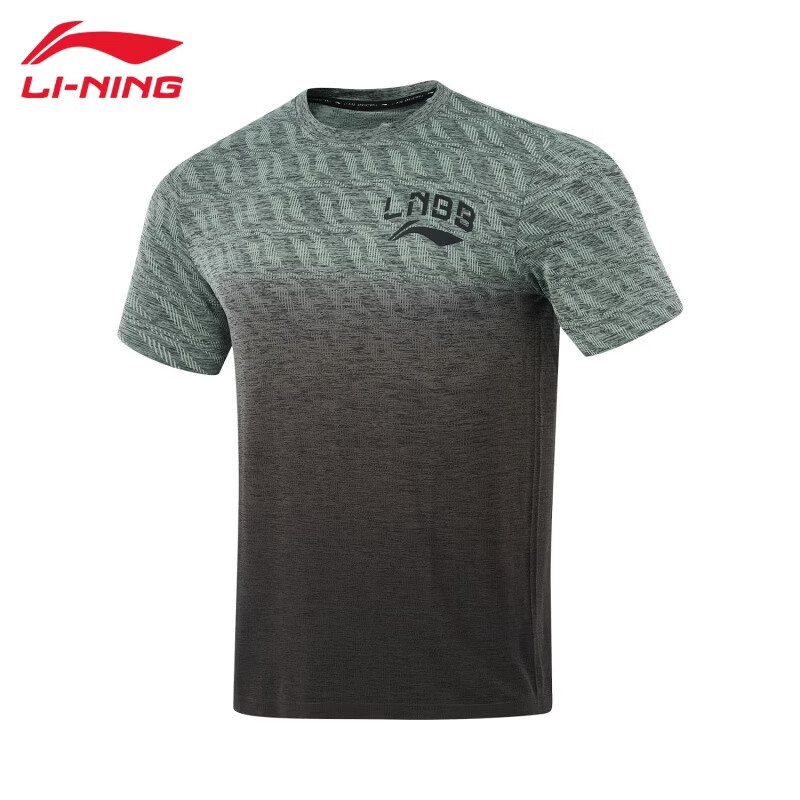 李宁（LI-NING）速干短袖t恤男新款身透气冰丝一体织蓝球训练运动上衣半袖t恤