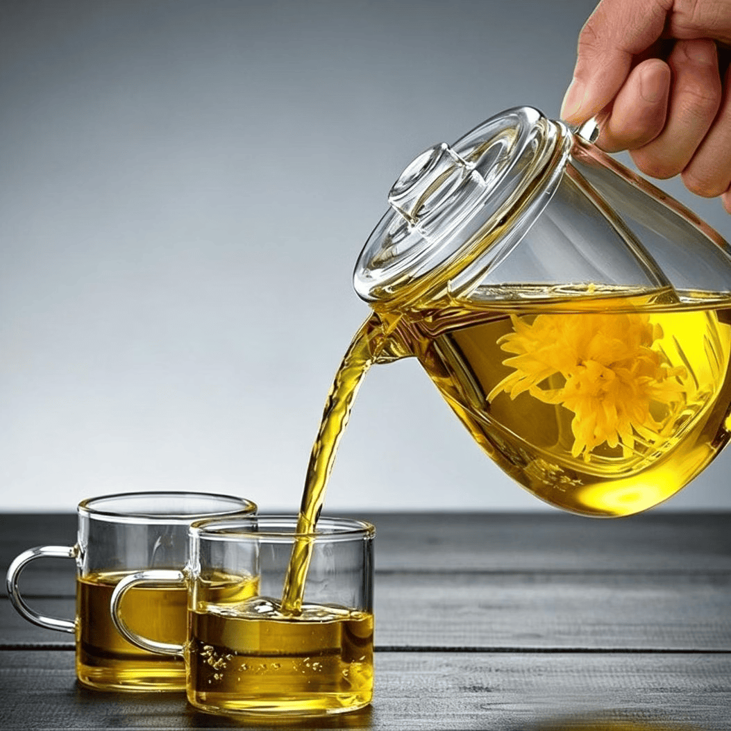 茶壶玻璃耐高温泡茶壶玻璃茶具套装过滤茶水分离杯水壶花茶壶家用 【加厚】透明企鹅壶+2个杯子 700ml