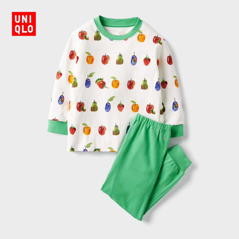 优衣库婴幼儿宝宝UT绘本合作系列睡衣长袖起居服481899 54 绿色 100