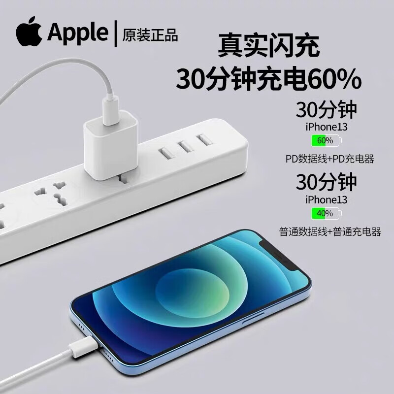 苹果数据线原装iphone14ProMax充电线Plus13/12XR/11/8手机快充线 套装-20W充电器头+USB-C线1米