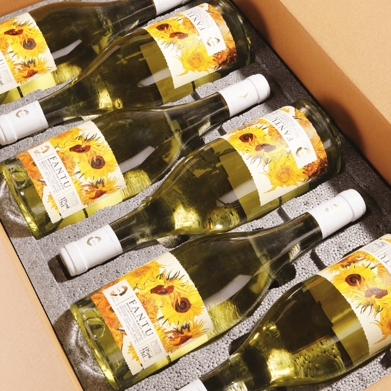 梵图【法国FANTU】原瓶进口白葡萄酒13度干白葡萄酒750mlX6支礼盒装