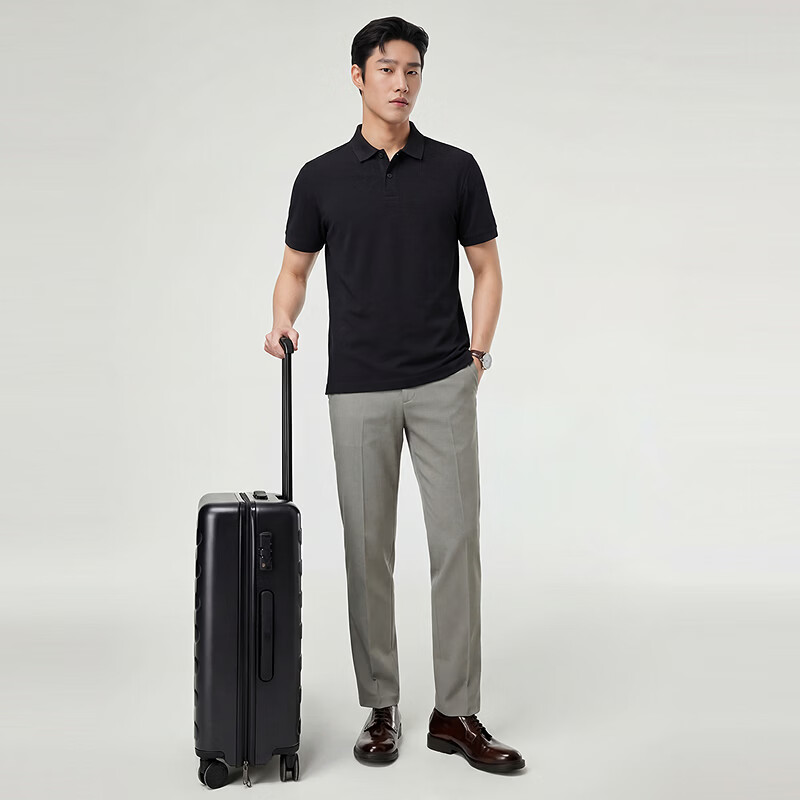 雅戈尔（YOUNGOR）【凉感+抗菌】雅戈尔夏季新款男士短袖商务户外纯色翻领Polo衫 黑色VSET513134AFA L （推荐135-150斤）