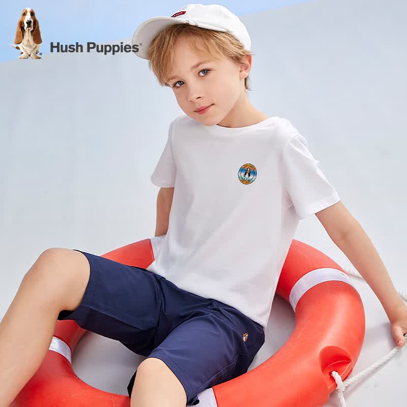 暇步士（Hush Puppies）童装儿童短袖夏季男女童清凉凉感汗布童趣可爱短袖圆领衫 本白 160 偏大一码
