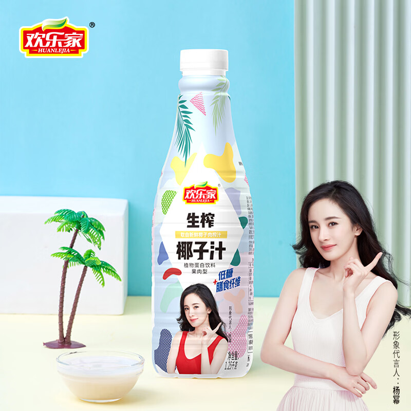 欢乐家 椰子汁1.25kg/500g瓶 椰汁果肉型植物蛋白饮料 聚餐宴会饮品整箱 【大瓶】椰子汁1.25kg*2瓶