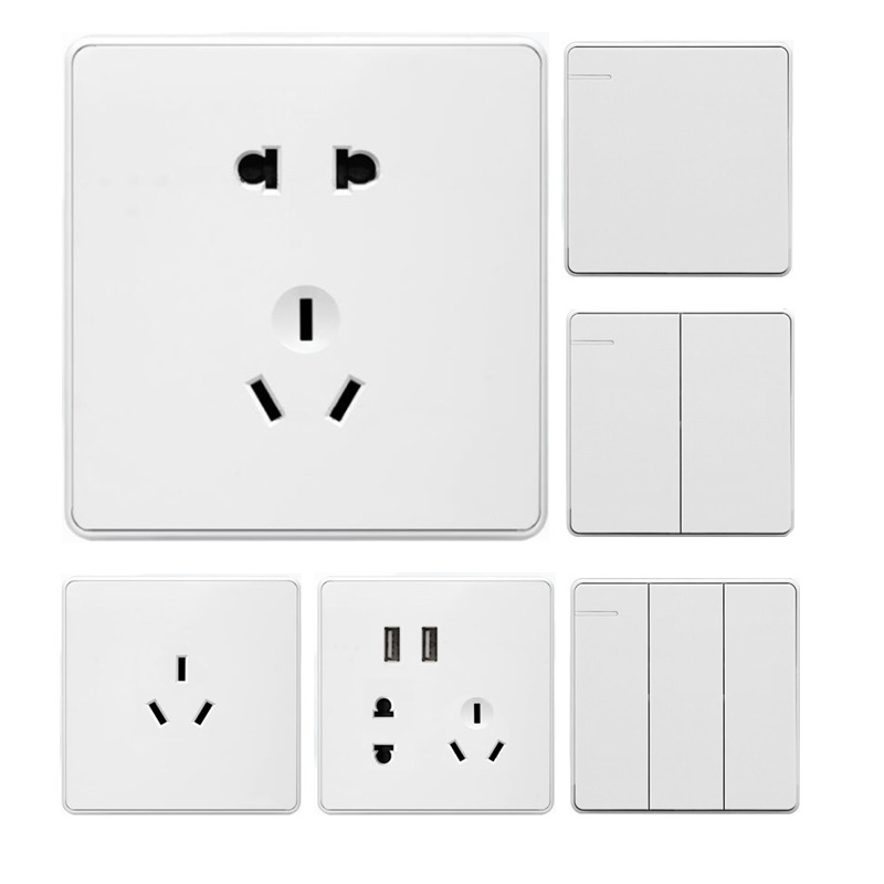 『优选好货』良信开关插座面板雅白 单开单双控双开五孔空调电脑usb