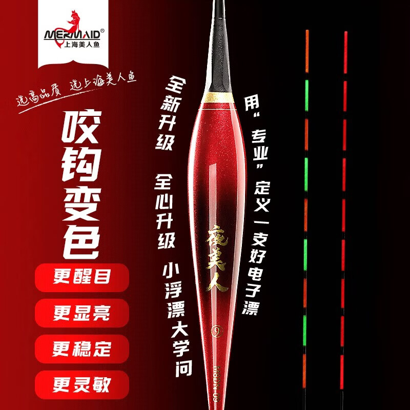 美人鱼(Mermaid)漂咬钩变色日夜两用浮漂黑坑野钓纳米立式浮漂 M3Y-03【黑坑综合混养】吃铅2.3-3 2号
