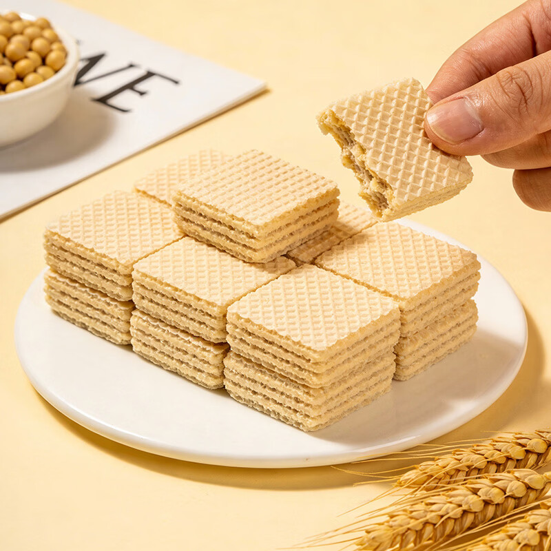 猫村长无糖黑豆威化饼干零食 豆乳味威化饼干36g*6盒