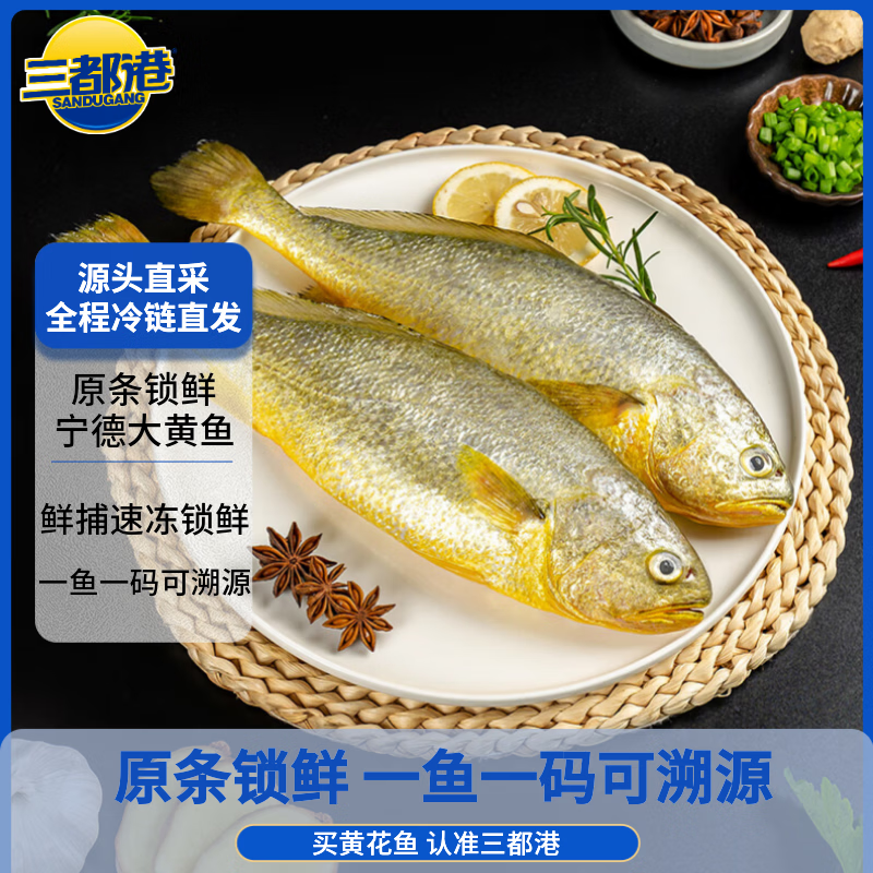 三都港 冷冻黄花鱼700g/2条装 宁德大黄鱼 深海鱼 生鲜 鱼类 海鲜水产