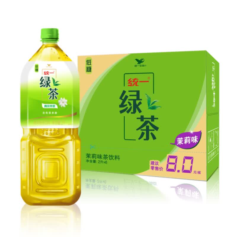 统一 绿茶 2L*6瓶 大包装 茶饮料 整箱装（新老包装随机发货）