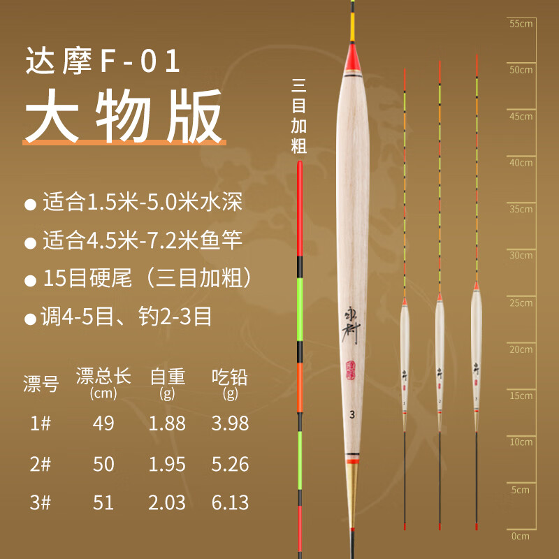 达摩 浮漂永村F01巴尔杉木鱼漂高灵敏15目醒目放大尾钓鱼浮标 大物版 2号