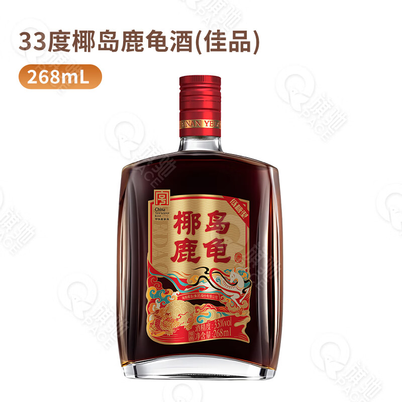椰岛鹿龟酒268ml/瓶 中华老字号 鹿血鹿鞭肉苁蓉黄精枸杞养生露酒 33度 268mL 20瓶 椰岛鹿龟酒(佳品)