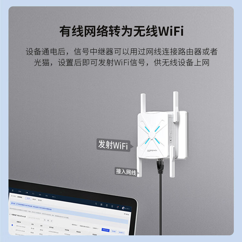达而稳WIFI讯号扩大器增强放大器无线中继器转有线千兆1200M路由器网路放大加强器5G双频电脑穿墙家用拓 双网口_1200Mbps标准版增强四天线_双频2.