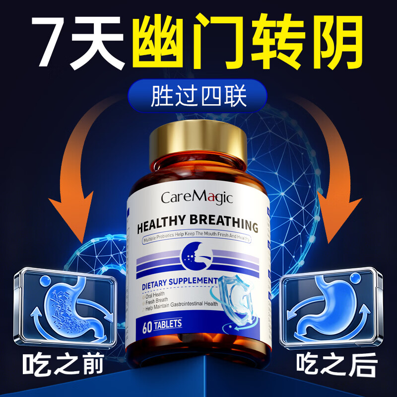 CareMagic【幽门转阴】抗幽门螺旋杆菌专利益生菌口臭修复胃粘膜炎  1瓶装