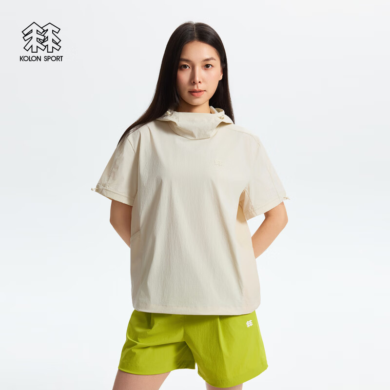 KOLON SPORT/可隆户外休闲衣 女接触凉感防泼水防晒UPF40+连帽T恤