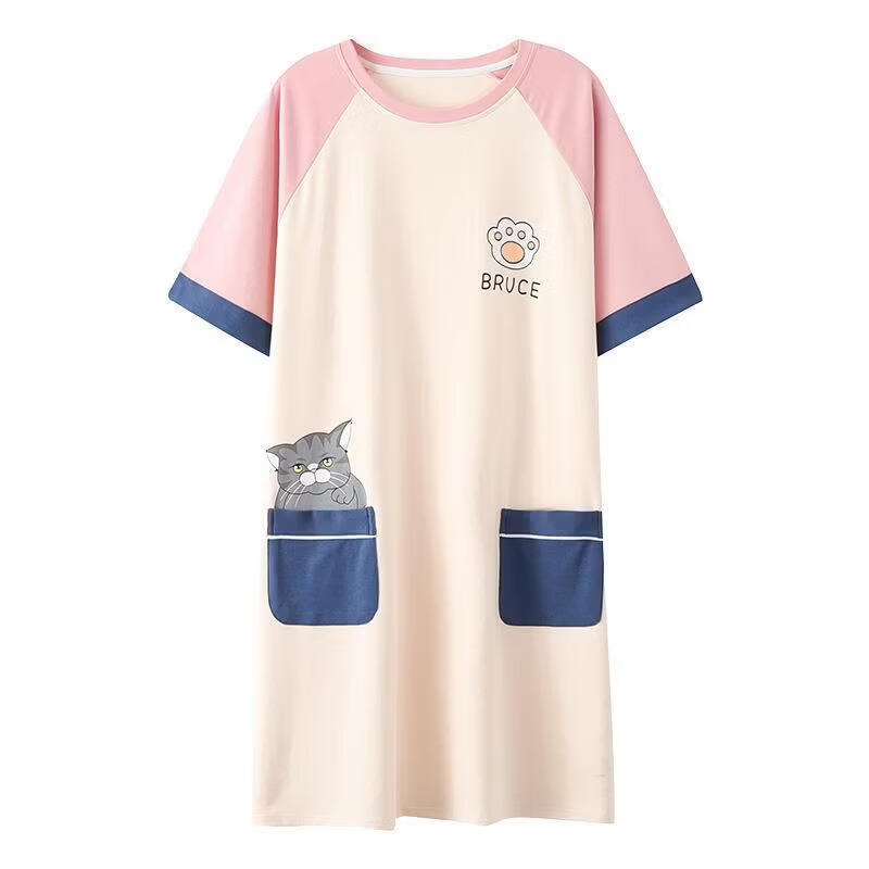 芬腾可安（FENTENGCARE）【N】夏季女睡裙带胸垫棉质短袖无钢圈内衣罩杯孕妇 2917【含量30棉】夏季款 M【含量30棉】