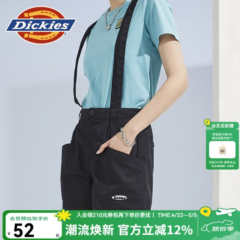 Dickies短裤 女式个性潮酷大裤兜背带短裤下装短裤10297 黑色 （常规版型喜欢宽松建议拍大一码) 26