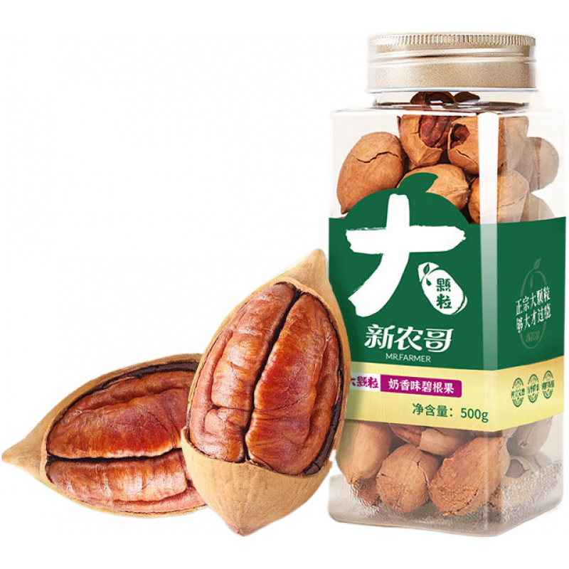 新農(nóng)哥堅(jiān)果500g罐裝奶油味長(zhǎng)壽果美國(guó)碧根果山核桃碧根果碎 大顆粒碧根果500g*1罐