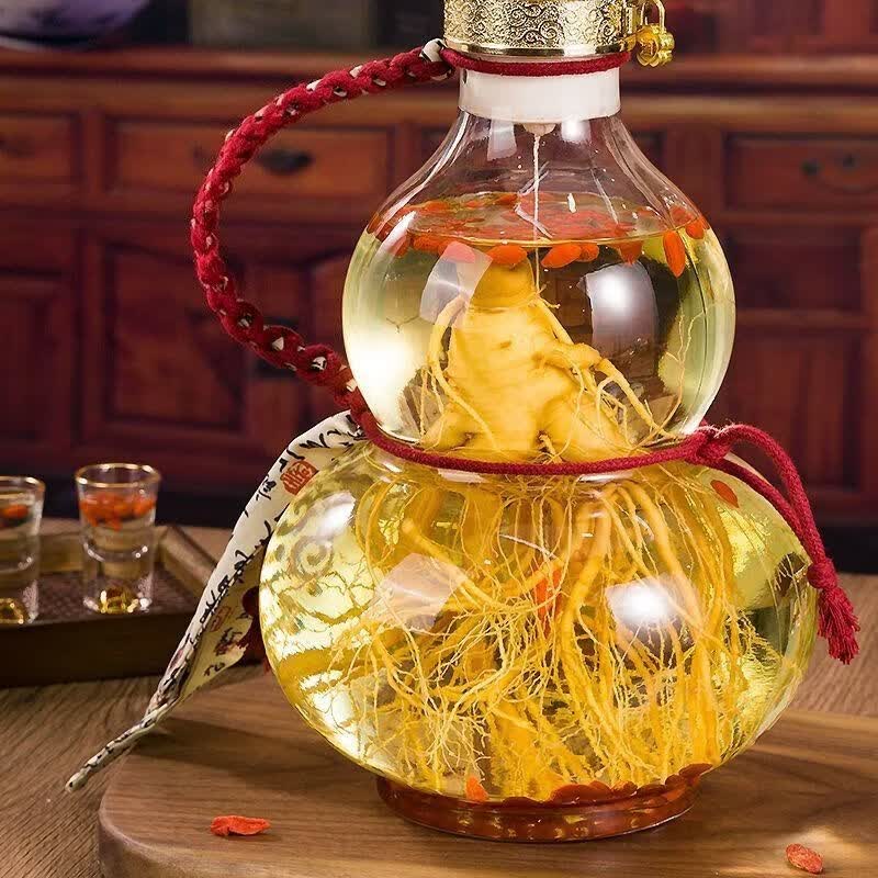 同福皖贡宣人参鹿茸血酒52度2500毫升整根人参枸杞葫芦玻璃瓶大坛礼盒装 52度 2500mL 1坛 52度2500毫升人参鹿茸血酒葫芦瓶礼盒装