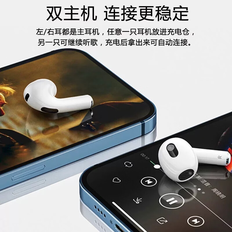 onluo欧诺降噪7代蓝牙耳机真无线适配苹果华为OPPO小米VIVO三星蓝牙功能手机男女通用耳机 白色E4Pro 半入耳式