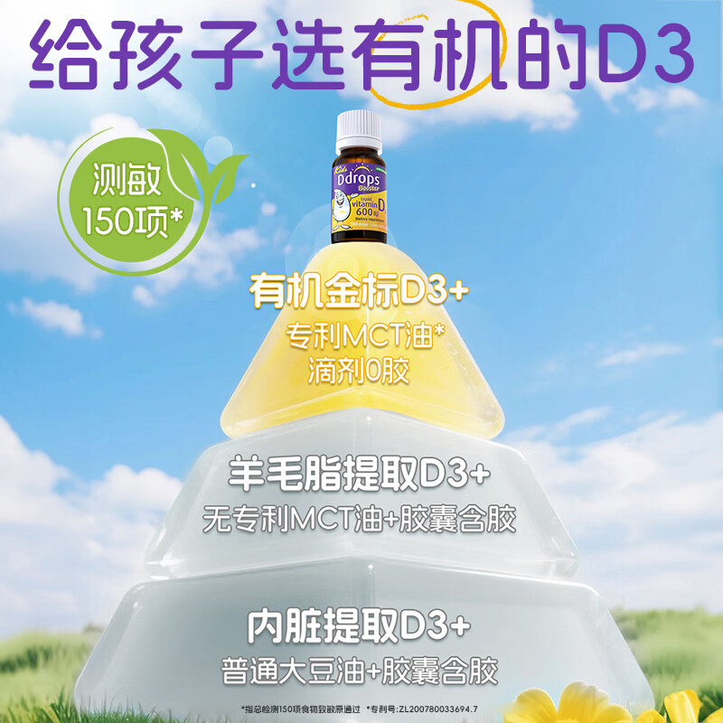 Ddrops滴卓思成人维生素d3k2 MCT油三合一阳光滴瓶男女适用复合促钙vd 【1岁-18岁】儿童D3滴剂 2.8ml*2瓶
