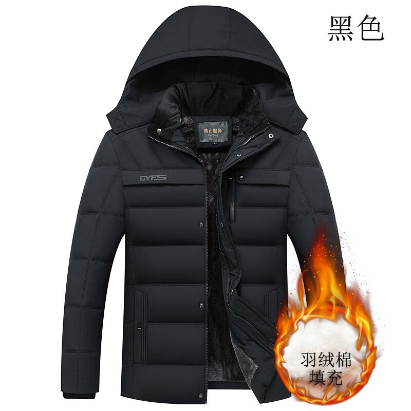 虎迹 2024年冬季羽绒棉衣加绒加厚连帽保暖外套中老年时尚棉衣 军色（加毛加厚） 4XL（建议170斤左右）