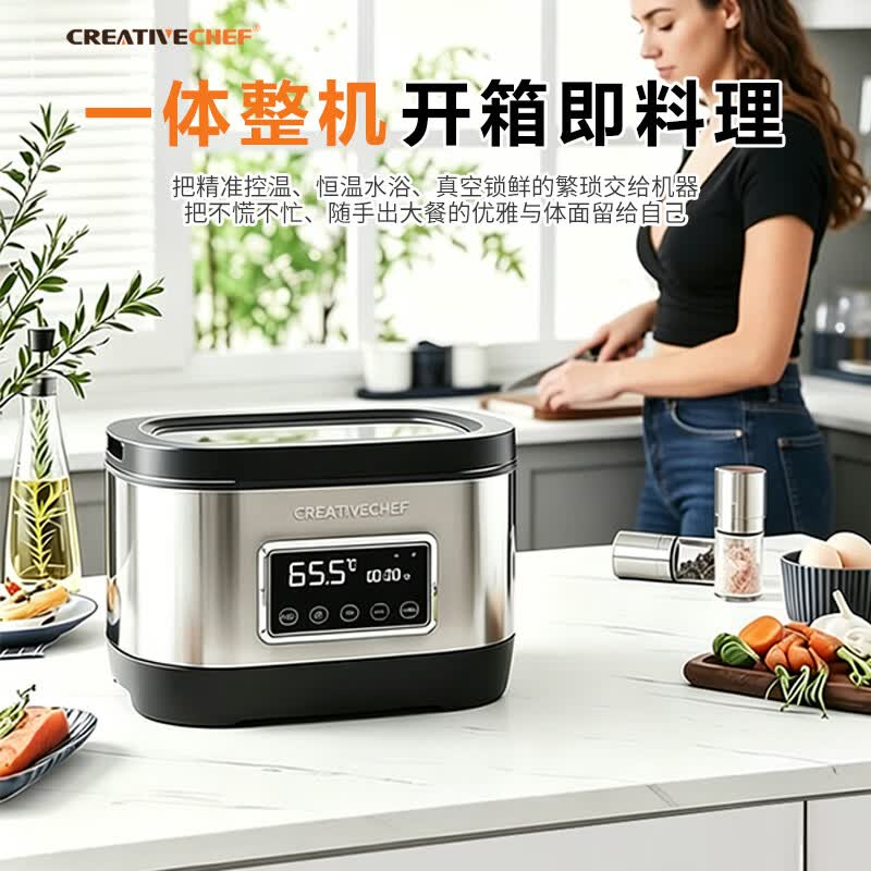 Creativechef【星级后厨同款】低温慢煮机商用SOUSVIDE舒肥牛排慢煮锅家用真空分子料理机健身餐温泉蛋牛排料理 【WiFi-智能】SV700  | 米其林级单机款