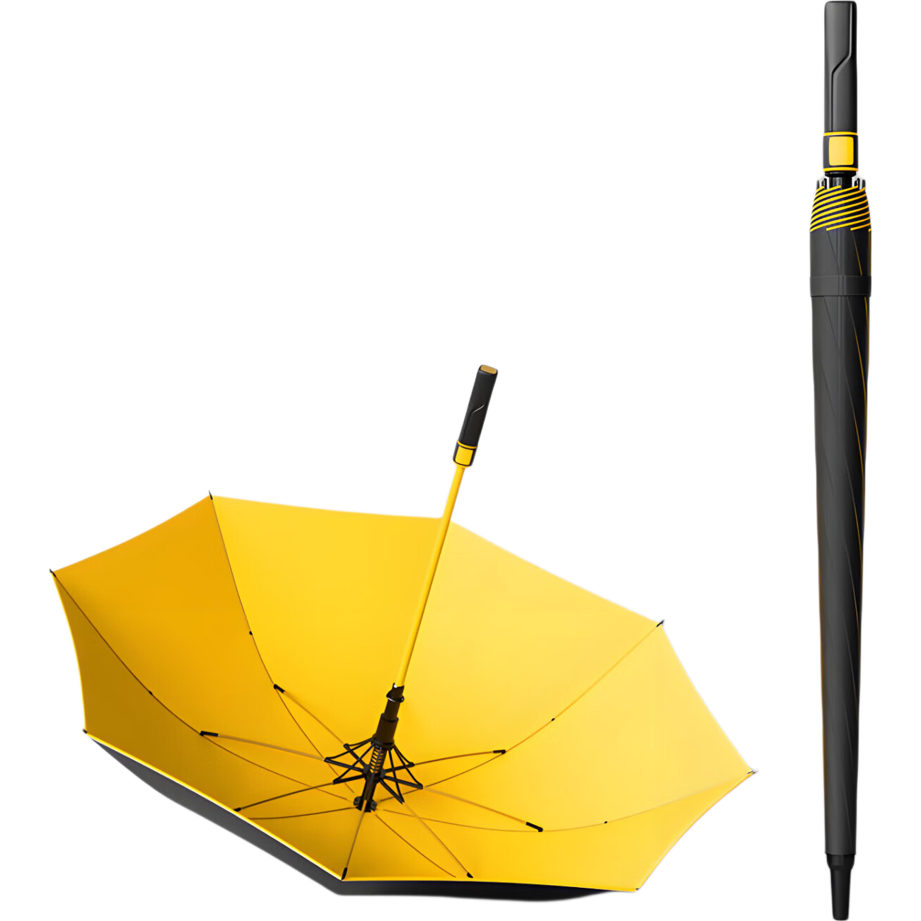 123cm超大晴雨伞男女防晒黑胶半自动高尔夫太阳伞晴雨两用伞 半自动黄色-【适合2-3人】