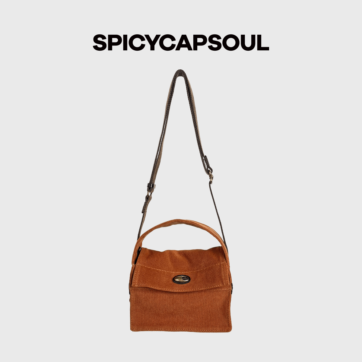 SPICYCAPSOUL【脏盒儿】池金物小众24安帆布磨洗工艺做旧手提斜挎盒子包 【脏盒儿】甘蓝紫