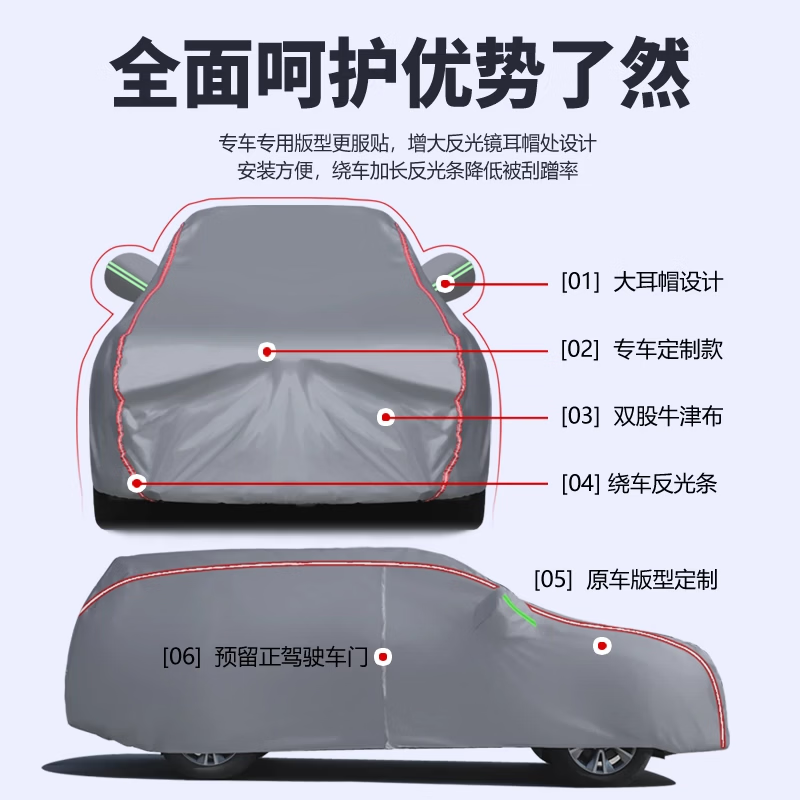 璇彩车衣车罩全罩防雨罩专用于吉利缤越加厚防晒隔热遮阳SUV汽车套 其他车型留言【超强防晒抗老化不掉皮深空灰长反光条】