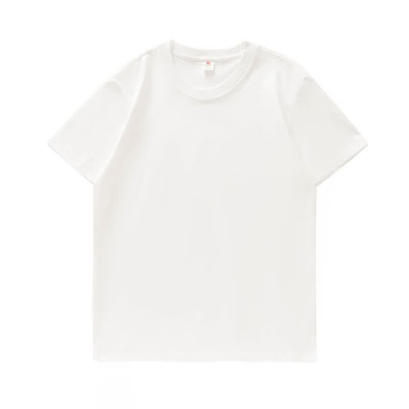 丞贵短袖t恤男2026夏季新款印花宽松圆领重磅打底衫男女同款半袖衣服 红字笑脸白色T恤 XL