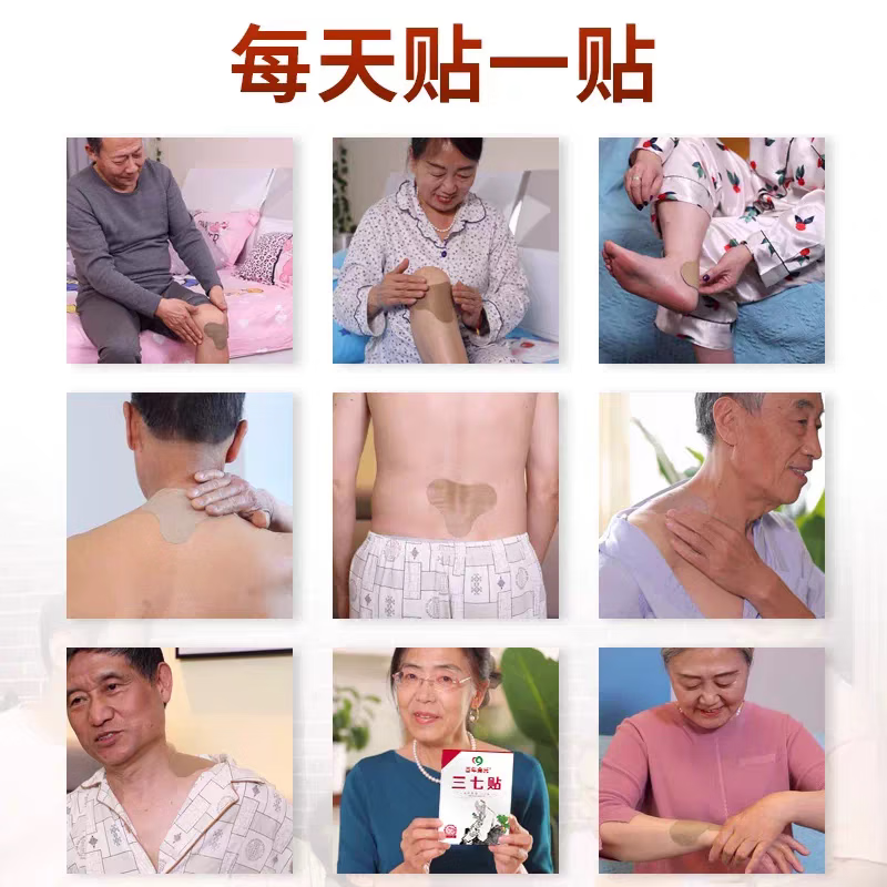 百年扁氏三七贴艾草贴关节腰椎膝盖颈椎肩周炎艾灸百草热敷百年扁氏三七贴 扁氏三七贴5盒（12贴/盒）