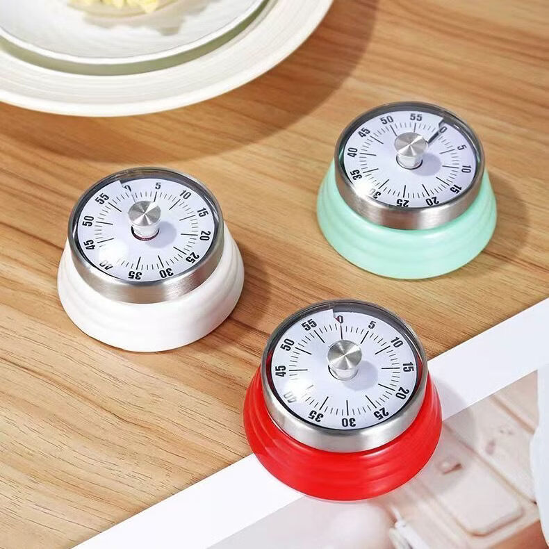 【机械厨房计时器】家用定时提醒器学生自律机械式倒计时定时器 米白色1个装【磁铁吸附】 机械定时器