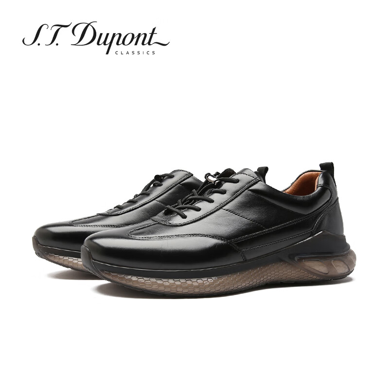 S.T.Dupont都彭男士运动鞋松紧带户外跑步鞋舒适弹性爆米花皮鞋E31180818 黑色 40欧码