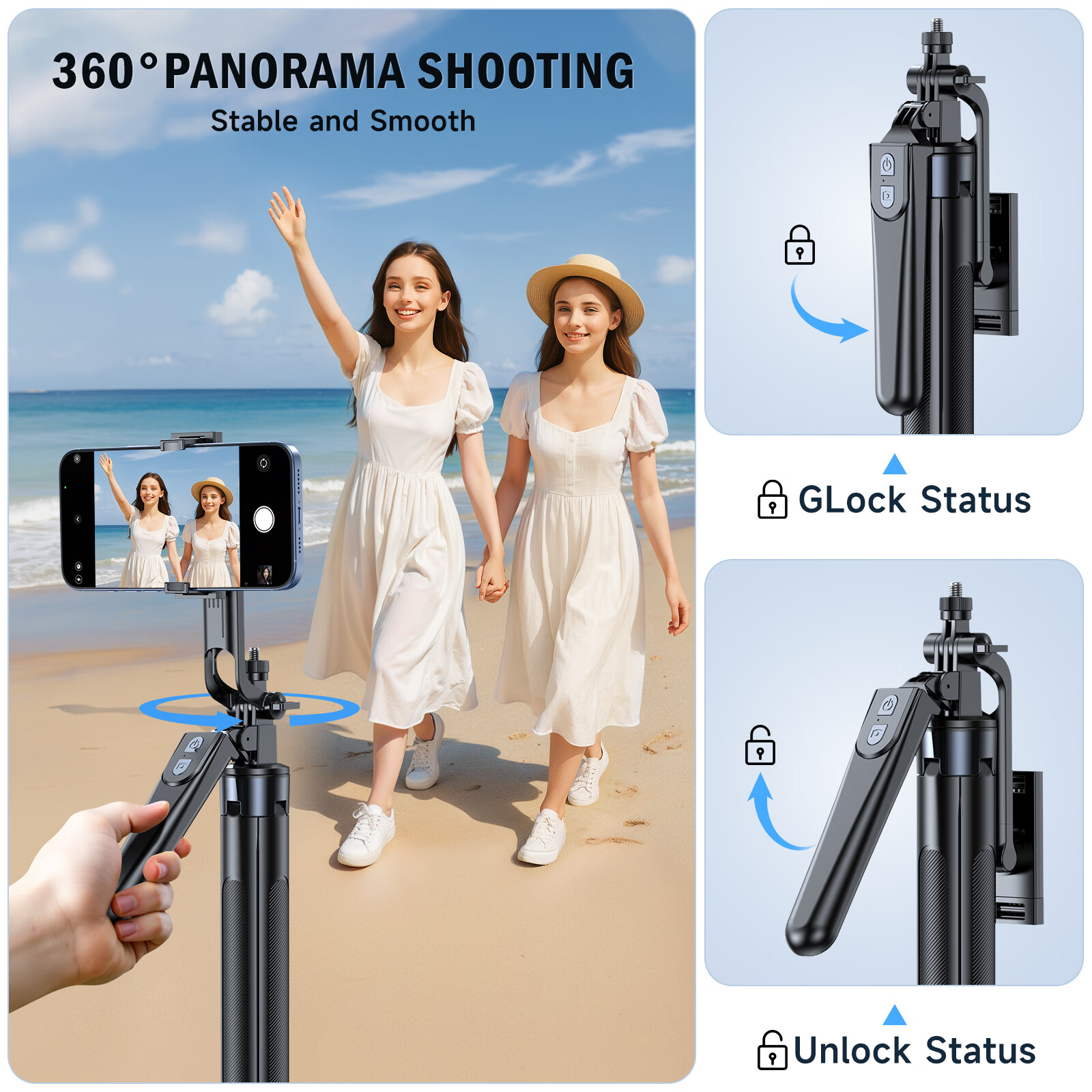 ALPQ手机支架防抖三脚架稳定器智能跟拍自拍杆自动360度旋转防抖跟拍摄落地便携式旅游直播神器演唱会 【带遥控】R29自拍杆标配 苹果华为三星安卓手机通用丨可上飞机丨带遥控